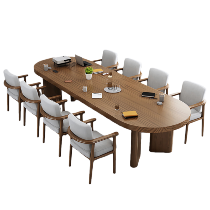 伟樽实木会议桌240*80*75cm+椅子*8套