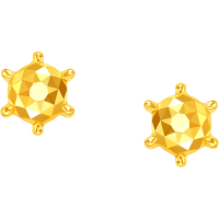 周大福六爪钻石造型足金黄金耳钉耳饰女计价(工费360)EOF1553送生日礼物