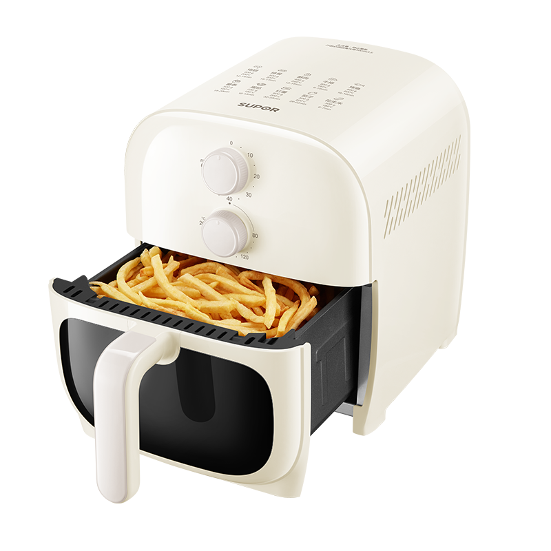 苏泊尔(SUPOR)空气炸锅家用 透明可视化烘烤免抽拉 大容量纵深烤篮蒸汽嫩炸整烤免翻面 金属内腔无异味易清洁 5L