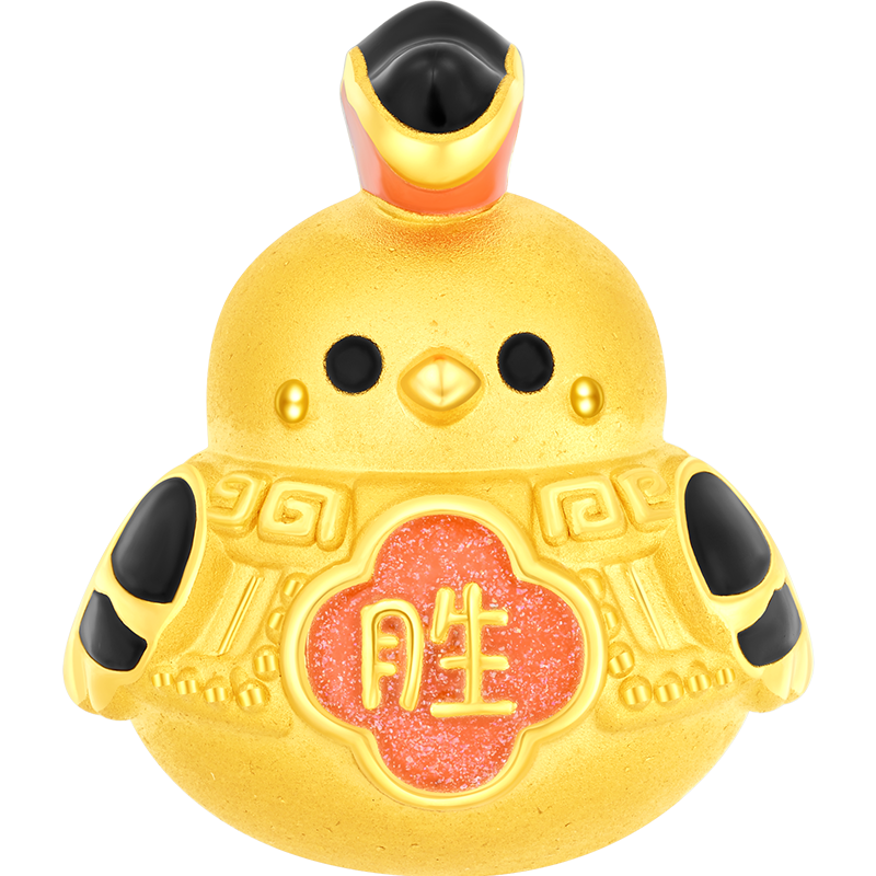周大福友礼系列 戴胜鸟寓意得胜归来足金黄金转运珠送礼物R38099
