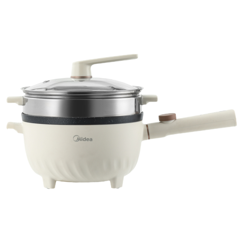 美的(Midea)电炒锅 电煮锅 电蒸锅 电火锅家用多功能一体电锅蒸煮炒菜 3.5L不沾一体电热锅 HGE2515配蒸笼