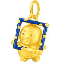 周大福奶龙系列 咔嚓龙足金黄金吊坠转运珠配绳送生日礼物EOR1423