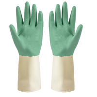 山之只 清洁防滑橡胶手套 深绿双色S码 双