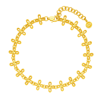 周大福ING系列四叶草足金黄金手链(工费:1320计价)F233034