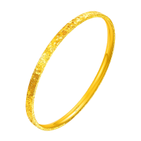 周大福碎碎冰碎冰冰足金实心黄金手镯女送礼物(工费:1780计价)EOF1278