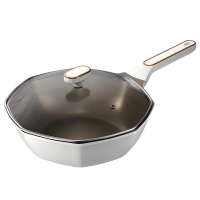 新款有钛八角炒锅家用炒菜锅不粘锅加深平底锅通用炉灶煎炒锅 32cm