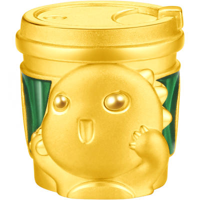 周大福奶龙系列拒绝焦"绿"大小版奶茶龙足金黄金转运珠配绳[多款可选] EOR1421-EOR1422