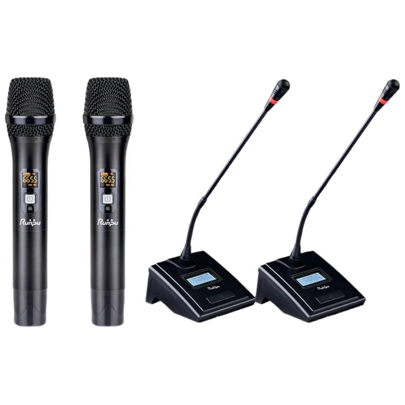 润普Runpu国产化专业会议话筒 无线一拖四麦克风 2支手持+2支鹅颈麦RP-WFM9604Y