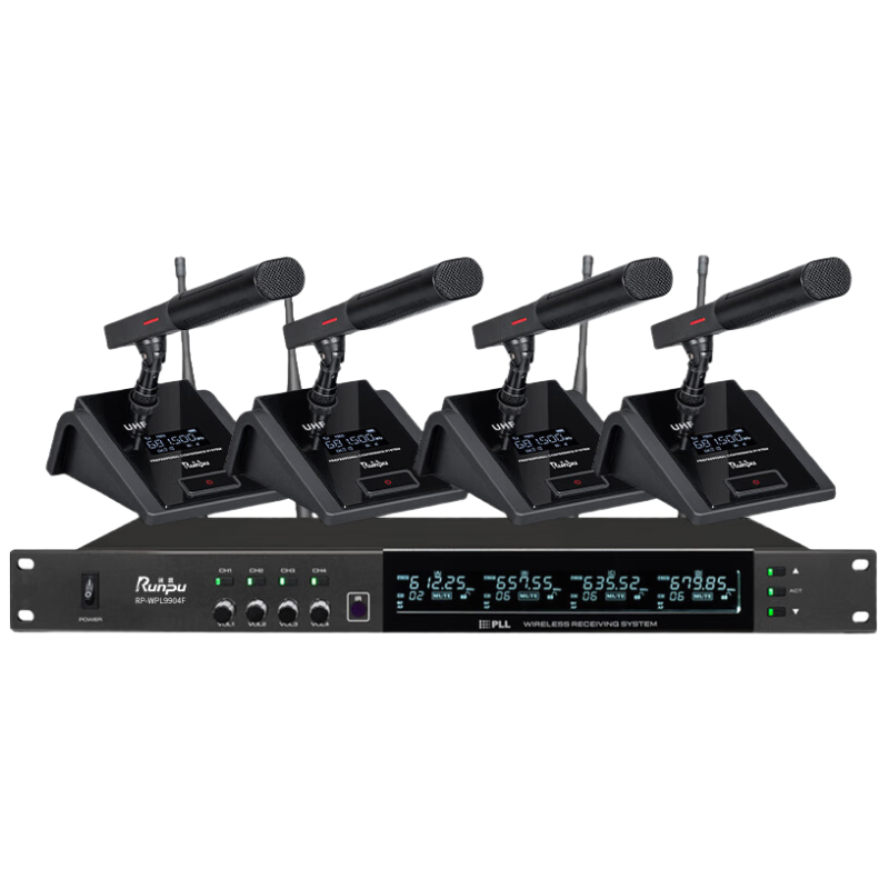 润普Runpu国产化 专业会议话筒 无线一拖四短杆鹅颈式麦克风RP-WPL9904F