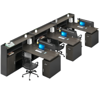 豫龙都 屏风办公桌 三人+椅 套