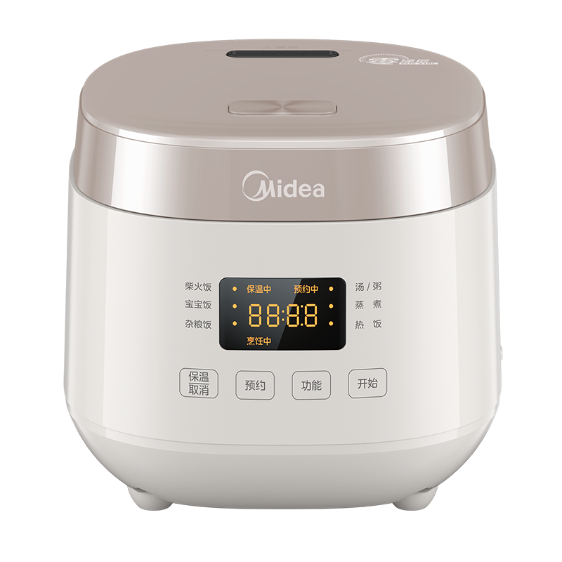 美的(Midea)0涂层2L不锈钢内胆1-2人电饭煲MB-RC201S电饭锅 家用智能多功能微压无涂层电饭煲