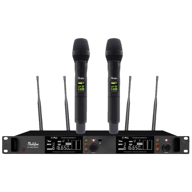 润普Runpu国产化 专业会议话筒 真分集 无线一拖二手持式麦克风RP-WZF9992S