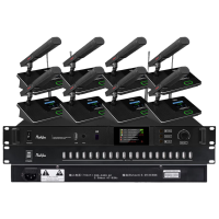 润普Runpu无线手拉手会议室话筒麦克风鹅颈话筒数字台式话筒方管无线鹅颈麦一拖八RP-SW23-8