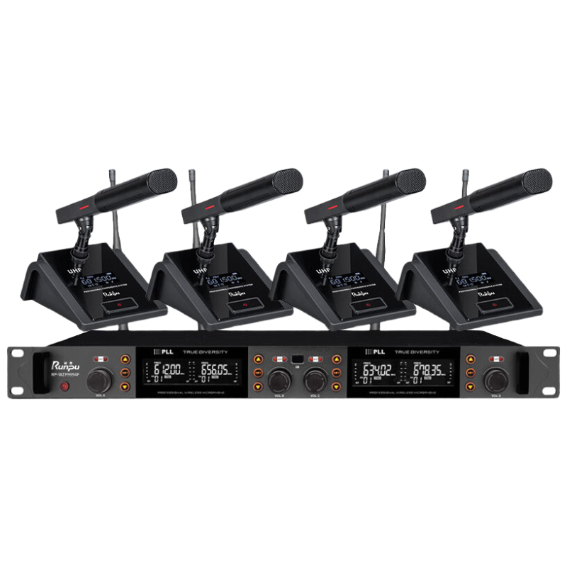 润普Runpu国产化 专业会议话筒 真分集 无线一拖四短杆鹅颈式麦克风RP-WZF9994F