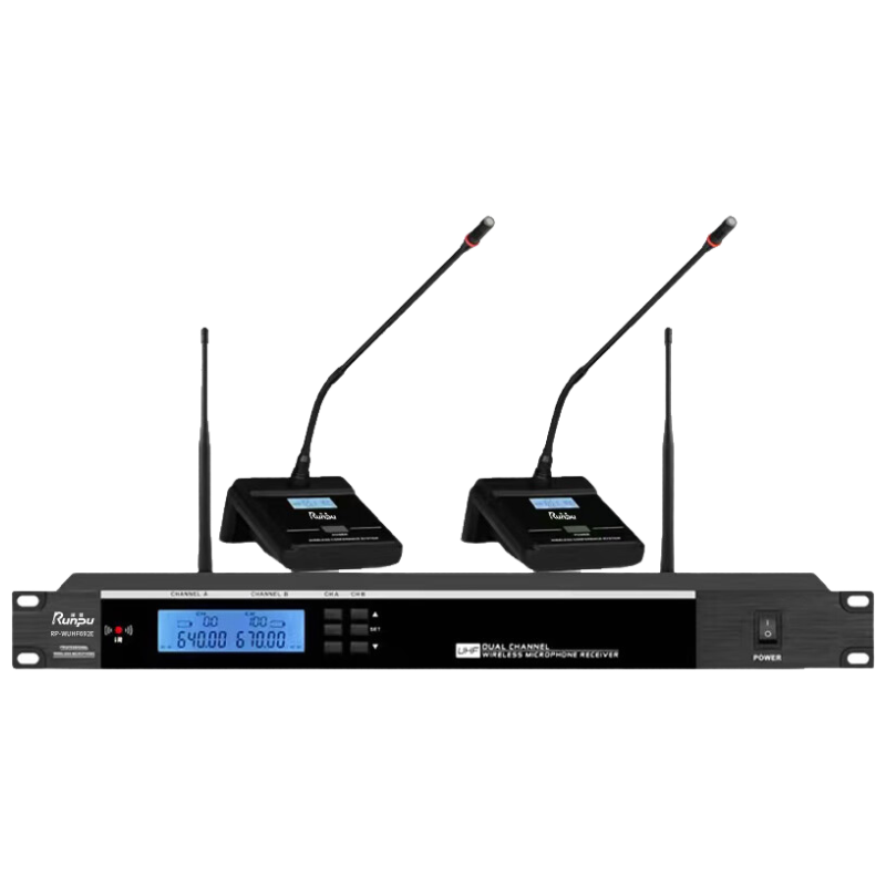 润普Runpu国产化专业会议话筒 红外线对频 无线一拖二鹅颈式麦克风 RP-WUHF692E