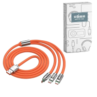 艾逸瑶选朋克机壳一拖三快充数据线橙色 SM-9015