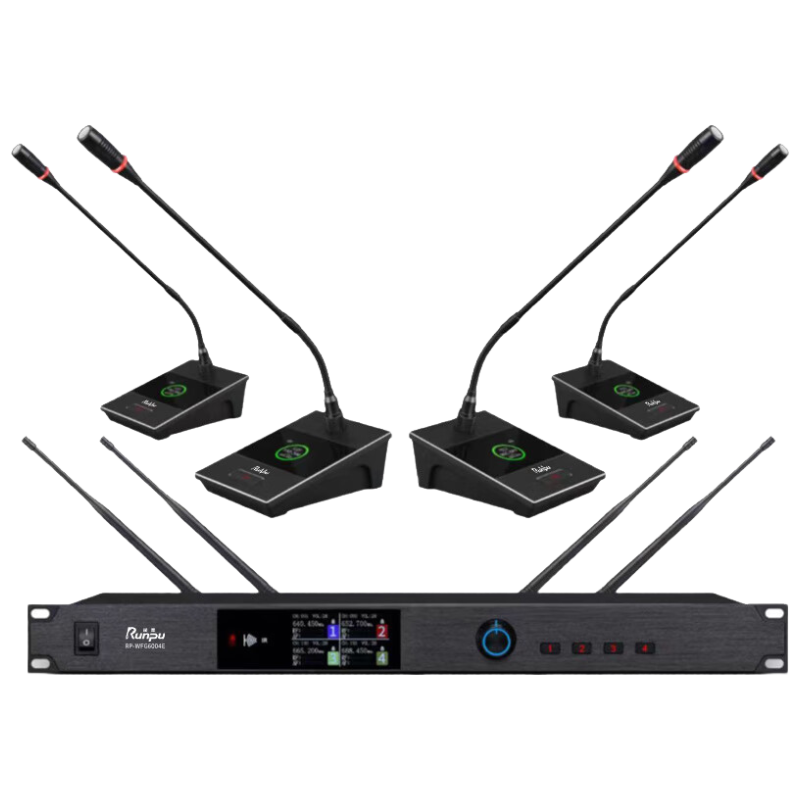 润普Runpu国产化 专业无线一拖四话筒 长杆软管麦克风RP-WFG6004E