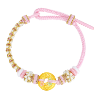 周大福SOINLOVE蜜粉金十里红妆桃花黄金平安扣手链可调节多款VR1600-VR1601