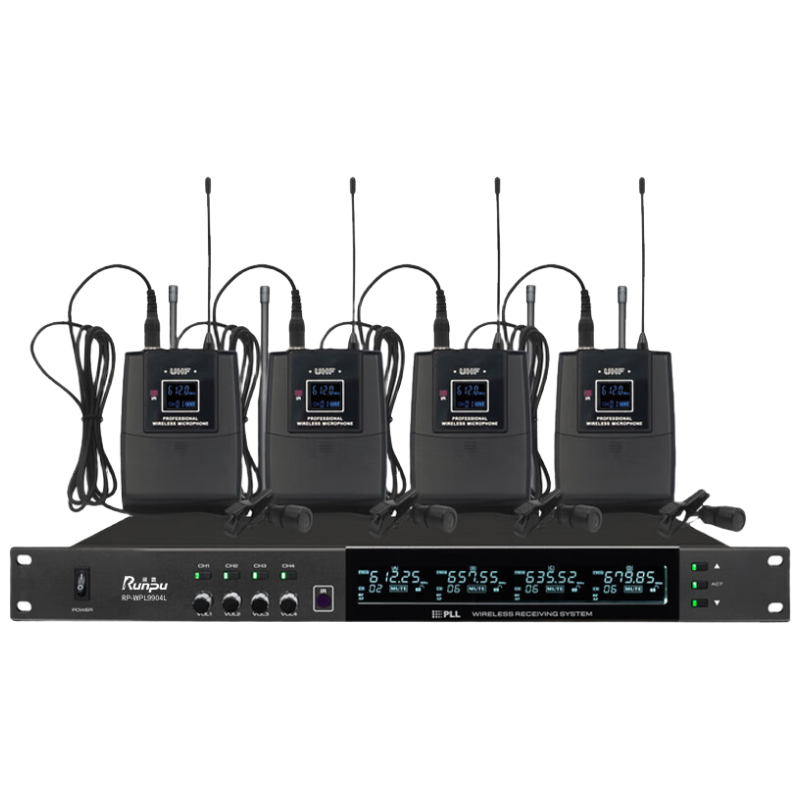 润普Runpu国产化专业会议话筒 无线一拖四领夹式麦克风RP-WPL9904L