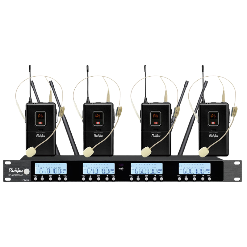 润普Runpu国产化专业会议话筒 无线一拖四头戴式麦克风RP-WFM9604T