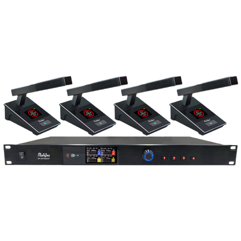 润普Runpu国产化 专业无线一拖四话筒 短杆方杆麦克风RP-WFG8004F