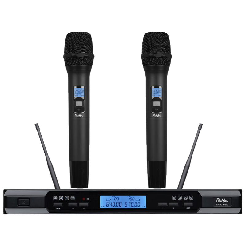 润普Runpu国产化专业会议话筒 红外线对频 无线一拖二手持式麦克风 RP-WUHF690