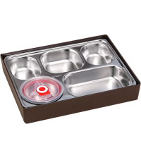 珂美芙 不锈钢商务餐盘 五格 个