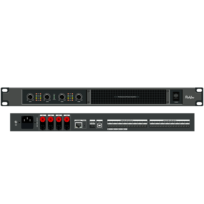 润普Runpu会议音频扩声系统8进8出音频处理器4通道功放4*800瓦大功率立体声会议功放RP-S4-G8C