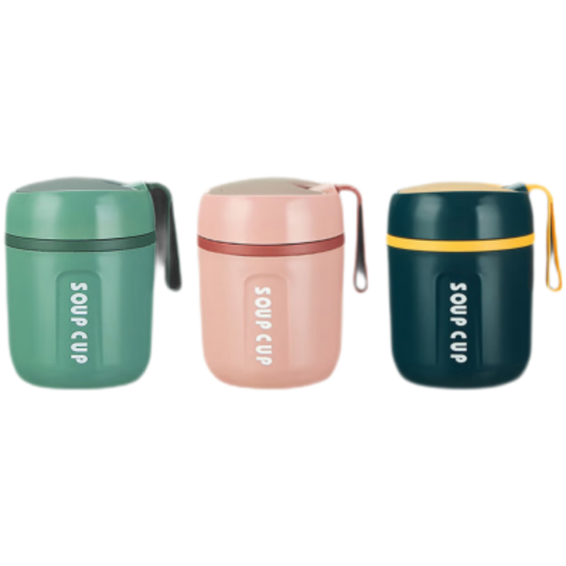 苏宁宜品304不锈钢直身焖烧杯450ml办公室保温神器长效锁温时尚便携