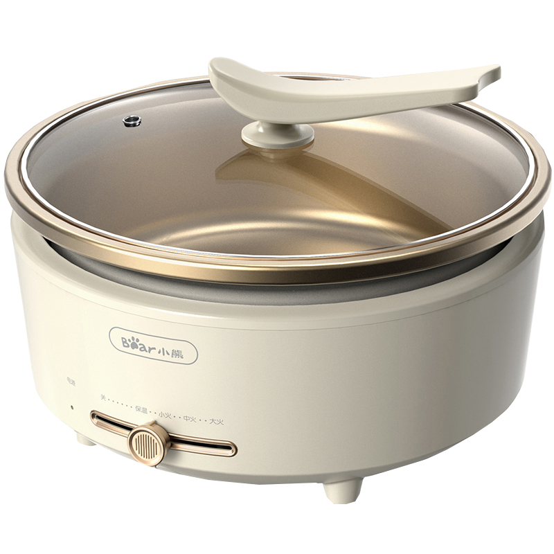 小熊(Bear)电火锅HG-P50F1不沾多功能一锅5L多用打边炉火锅专用 家用分体式大容量涮烤炒菜煮煎一体电煮锅
