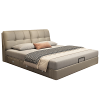 欧梵森现代简约轻奢双人真皮床主卧室大床2024新款实木储物软包婚床