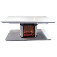 美之家25款电暖炉F9黑晶岩板140*80CM语音磁炉升降仿真火壁炉升降电暖茶几烤火桌家用长方形电炉桌客厅电烤桌