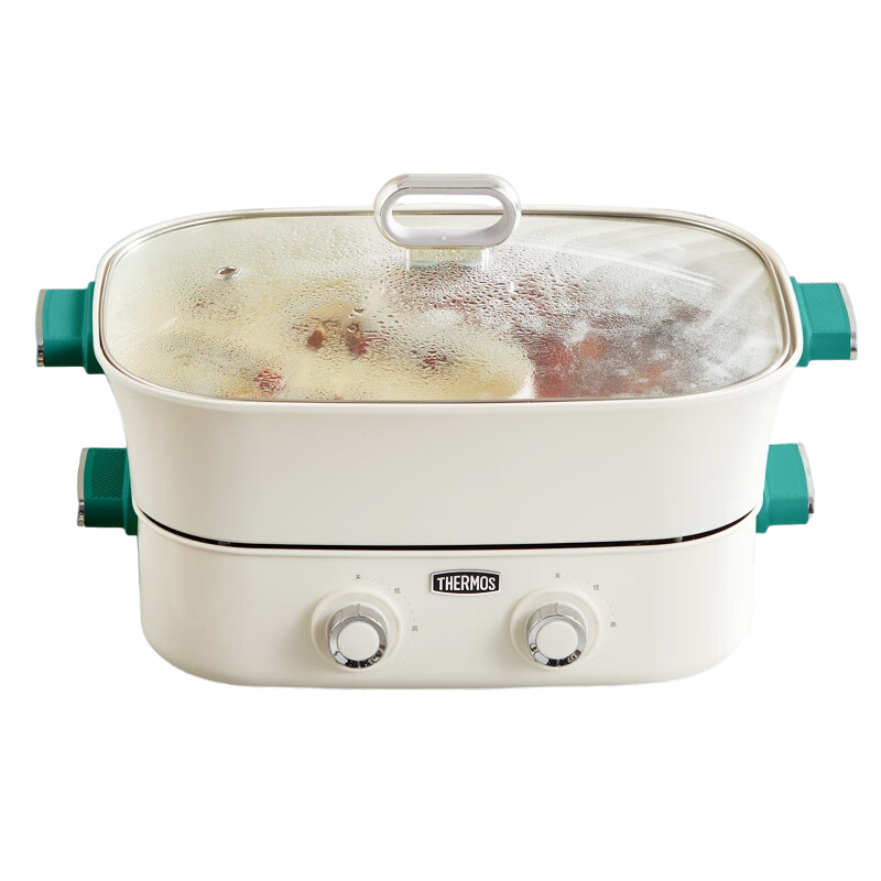 膳魔师 THERMOS家用电煮锅分体式多功能锅双控电热锅双味鸳鸯锅 6.5L EHA-4351A-G
