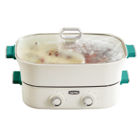 膳魔师 THERMOS家用电煮锅分体式多功能锅双控电热锅双味鸳鸯锅 6.5L EHA-4351A-G