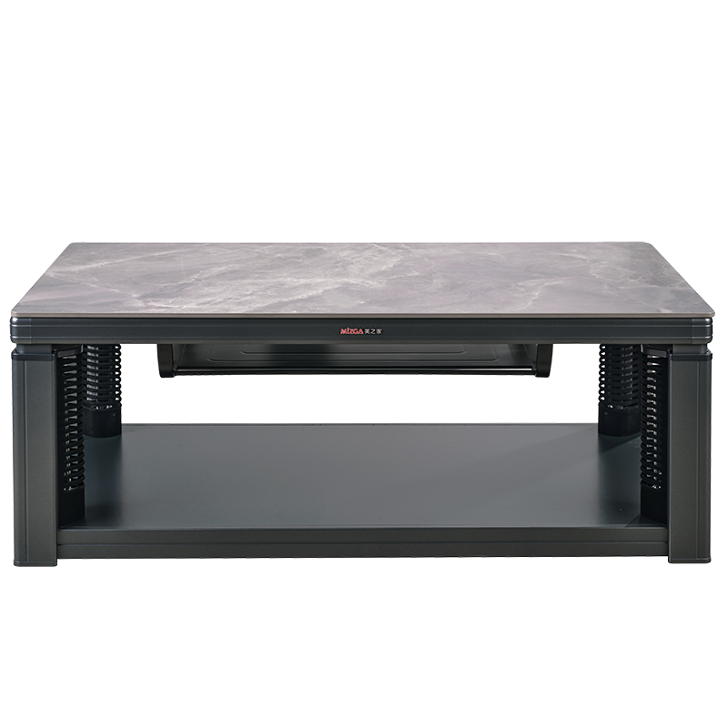 美之家25款电暖炉B1白岩岩板138*75CM磁炉语音升降滑轮取暖桌电暖茶几烤火桌家用长方形电炉桌子客厅电烤桌