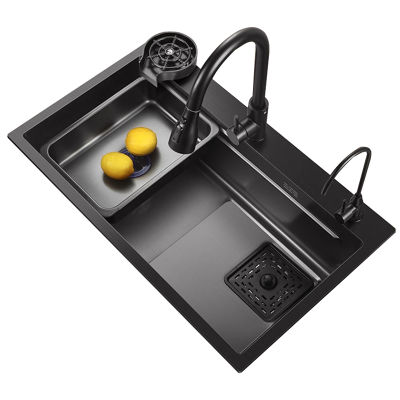 厨房水槽大单槽 家用304不锈钢洗菜盆纳米洗碗槽加厚台下盆洗菜池