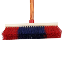 炯毅 双色塑料长柄硬毛刷 地刷硬毛长柄刷卫生间浴室瓷砖厨房户外地板刷地扫把清洁刷子 彩色地刷 30cm 把