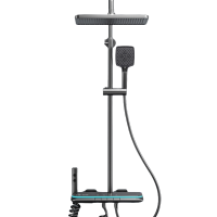 汉德斯科家用淋浴花洒套装大置物主体空气增压冷热恒温水力发电数显氛围灯淋雨淋浴器淋浴套装多出水卫生间L6