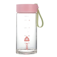 希乐玻璃杯500ml加厚便携耐高温户外运动粉色BL-2382