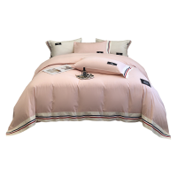 伊伊爱 全棉宽边TB时尚生活简约粉四件套