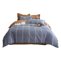 伊伊爱 全棉加密斜纹条格四件套