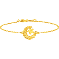 周大福星月织梦足金黄金手链女计价(工费460)送生日礼物EOF1635