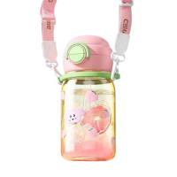 希乐塑料杯600ml双饮大容量通透可爱粉XL-2534-600