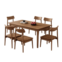 正赞 实木餐桌白蜡木食堂餐桌椅 1400*800*750mm一桌六椅