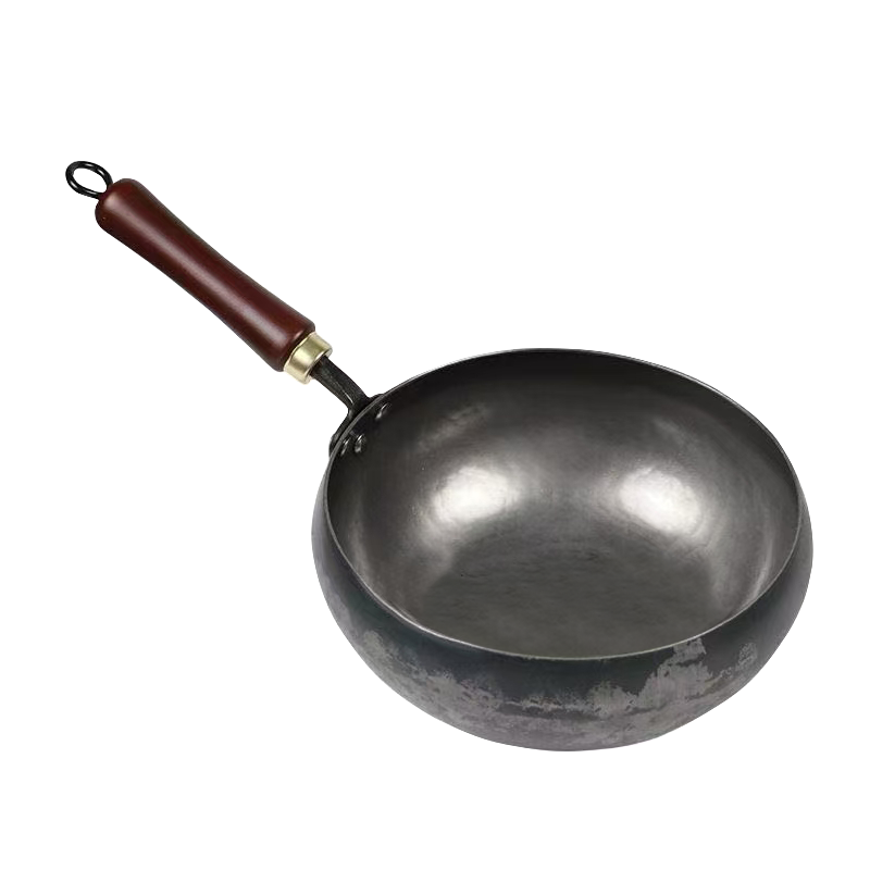 万锅匠章丘山东老式铁锅家用大肚锅无涂层不粘锅传统熟铁炒锅26cm