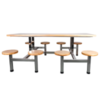 CZ0010101 八人位餐桌实木不锈钢圆凳餐桌