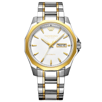 天王金标送福18k金logo尊享版男表商务休闲双历金色机械手表51018