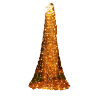 斜方阁五角星LED灯瀑布灯流水装饰灯 暖光 大星星+9挂/套 (太阳能+插电两用)