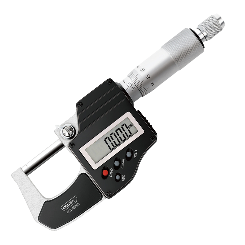 得力 两用外径数显千分尺 高精度螺旋测微器仪0.01mm测厚仪数显千分尺0-25mmDL321025S 单位/把