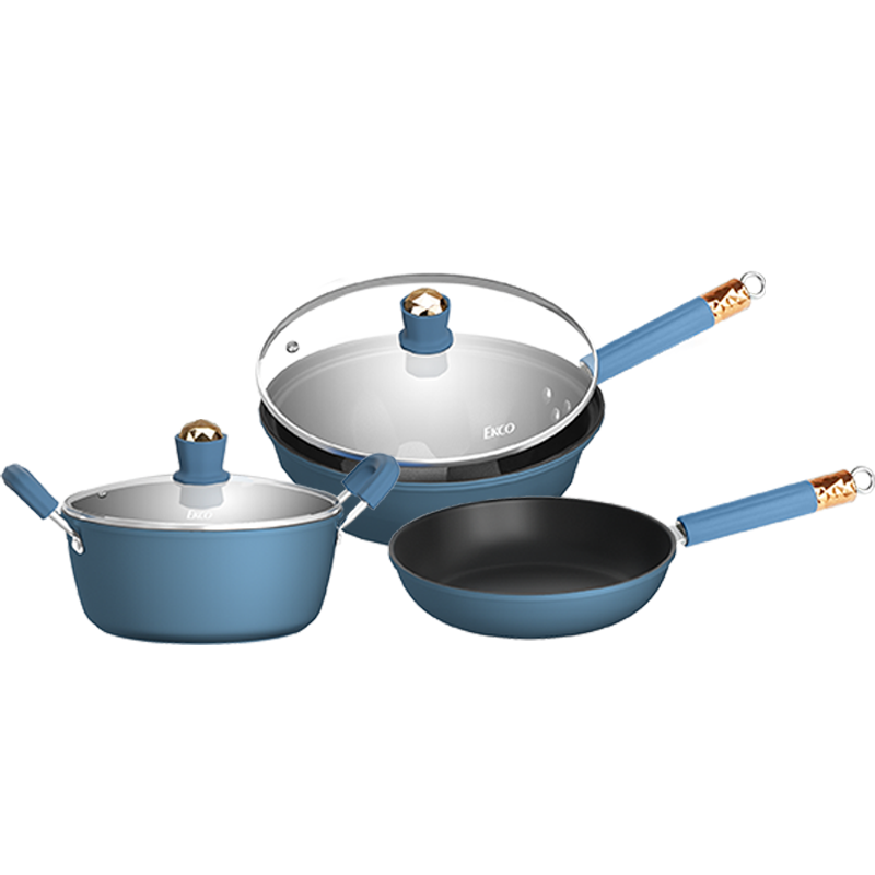EKCO威尔蓝三件套炒锅32CM+汤锅24CM +煎锅24CM EK-WRL304ZX/KZ